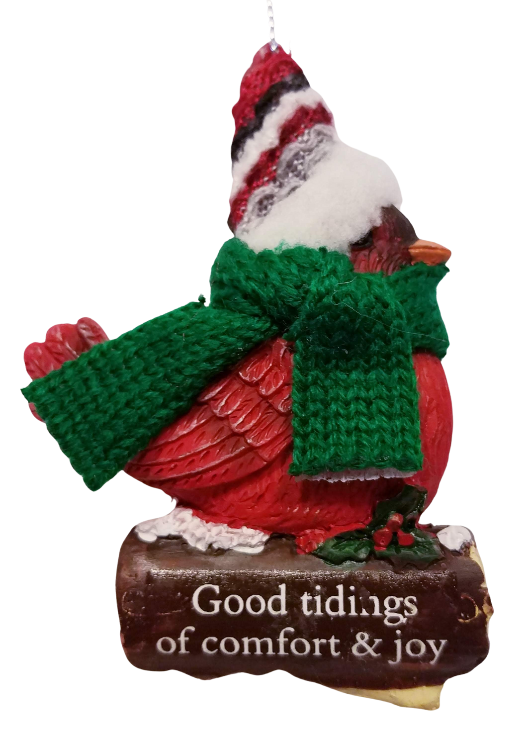 Cozy Bird with Green Scarf and Santa Hat Ornament 3