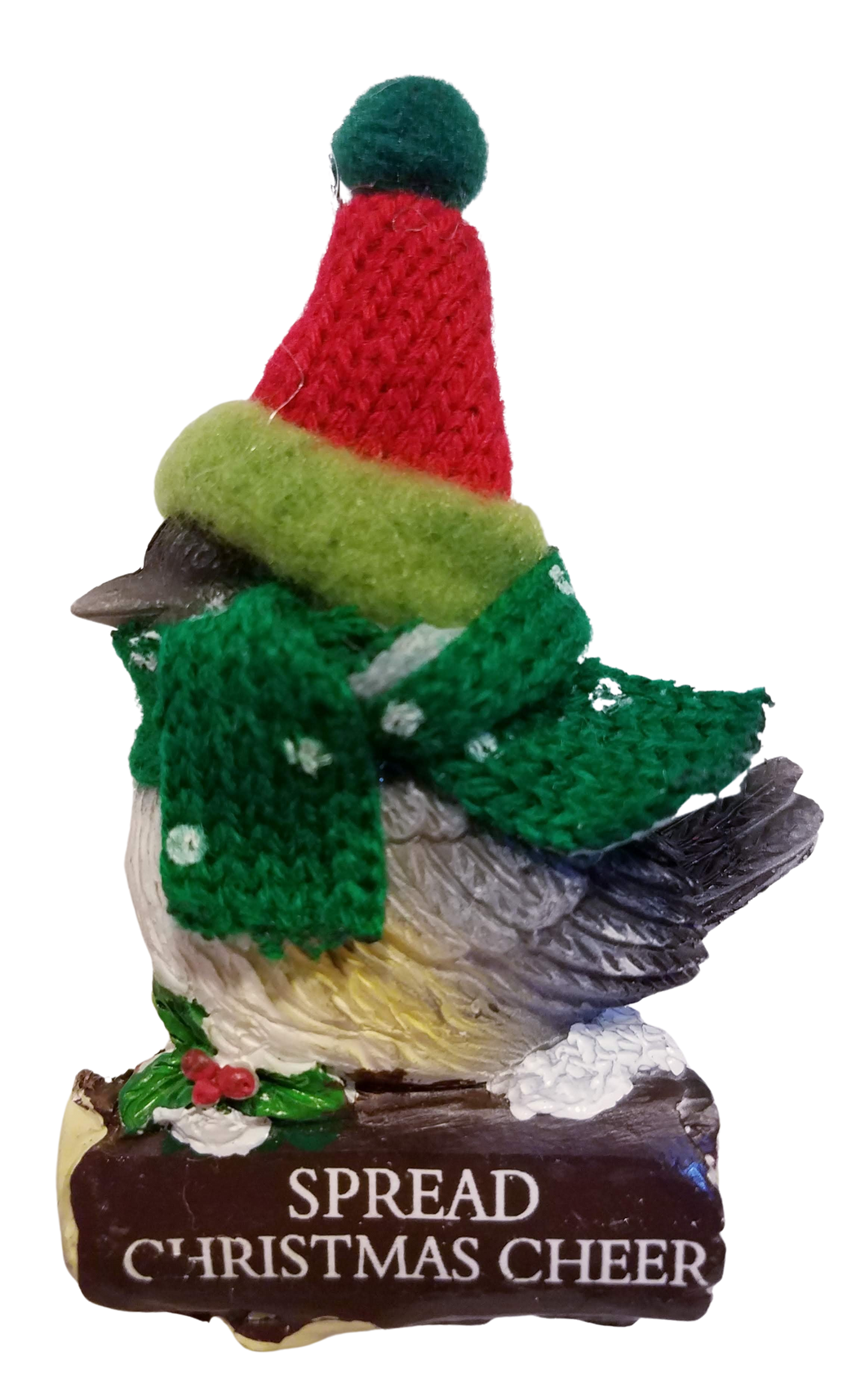 Cozy Bird with Green Scarf and Santa Hat Ornament 3