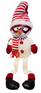 Plush Shelf Sitter Snowman with Red and White Scarf and Glasses 19"