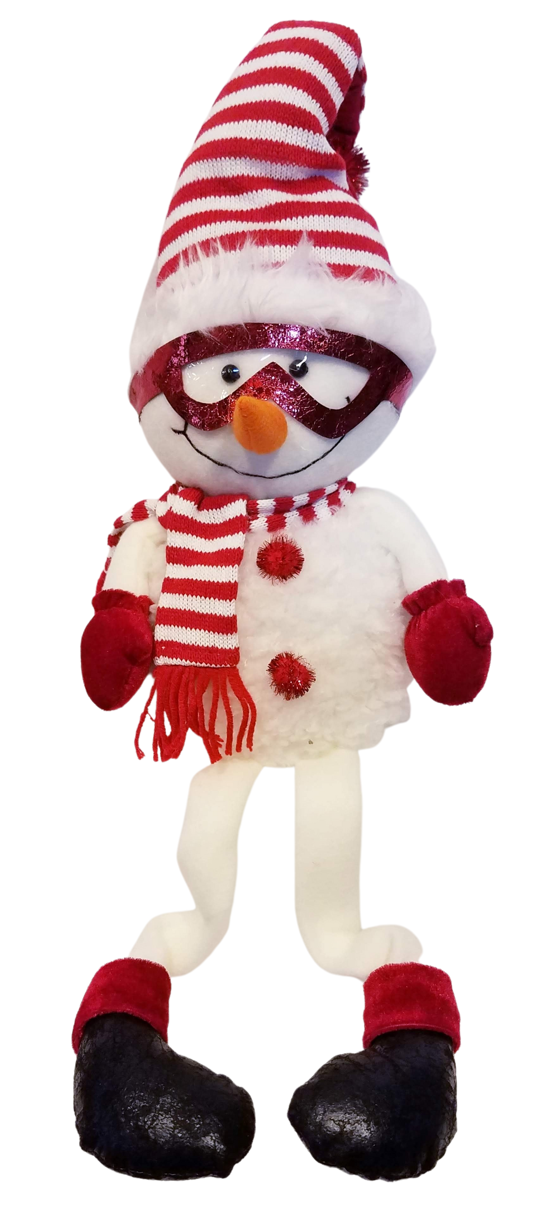 Plush Shelf Sitter Snowman with Red and White Scarf and Glasses 19
