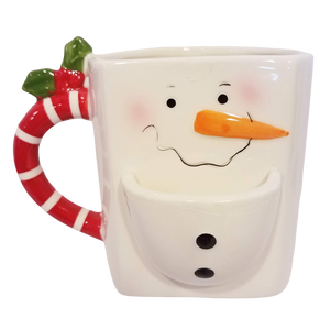 Ceramic Snowman Mug with Cookie Holder 4"