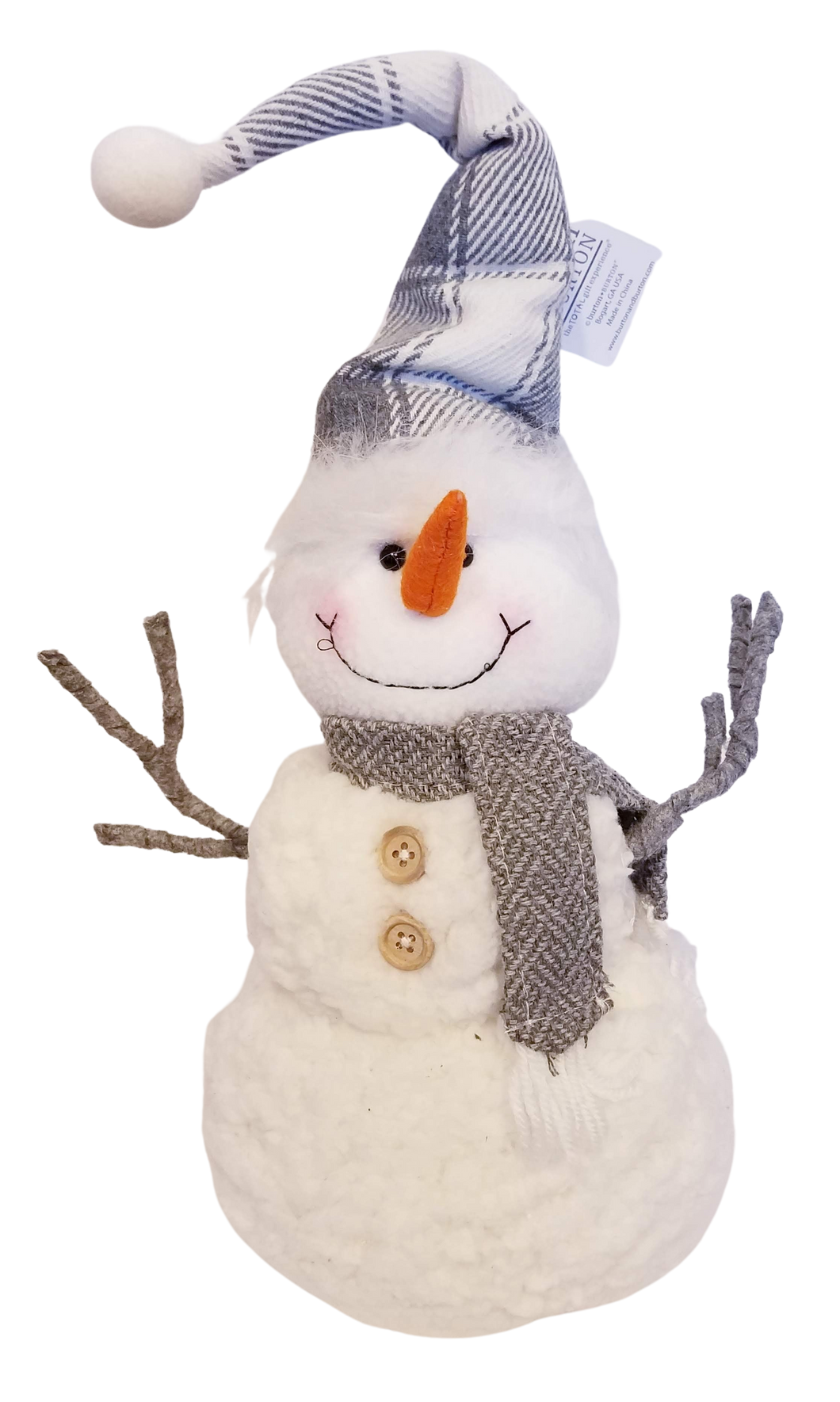 Plush White Snowman with Tall Grey Hat & Grey Scarf 18