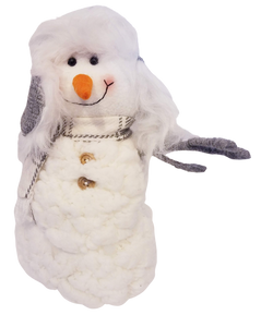 Plush White Snowman with Winter Grey Hat & Grey Scarf  10.5 "