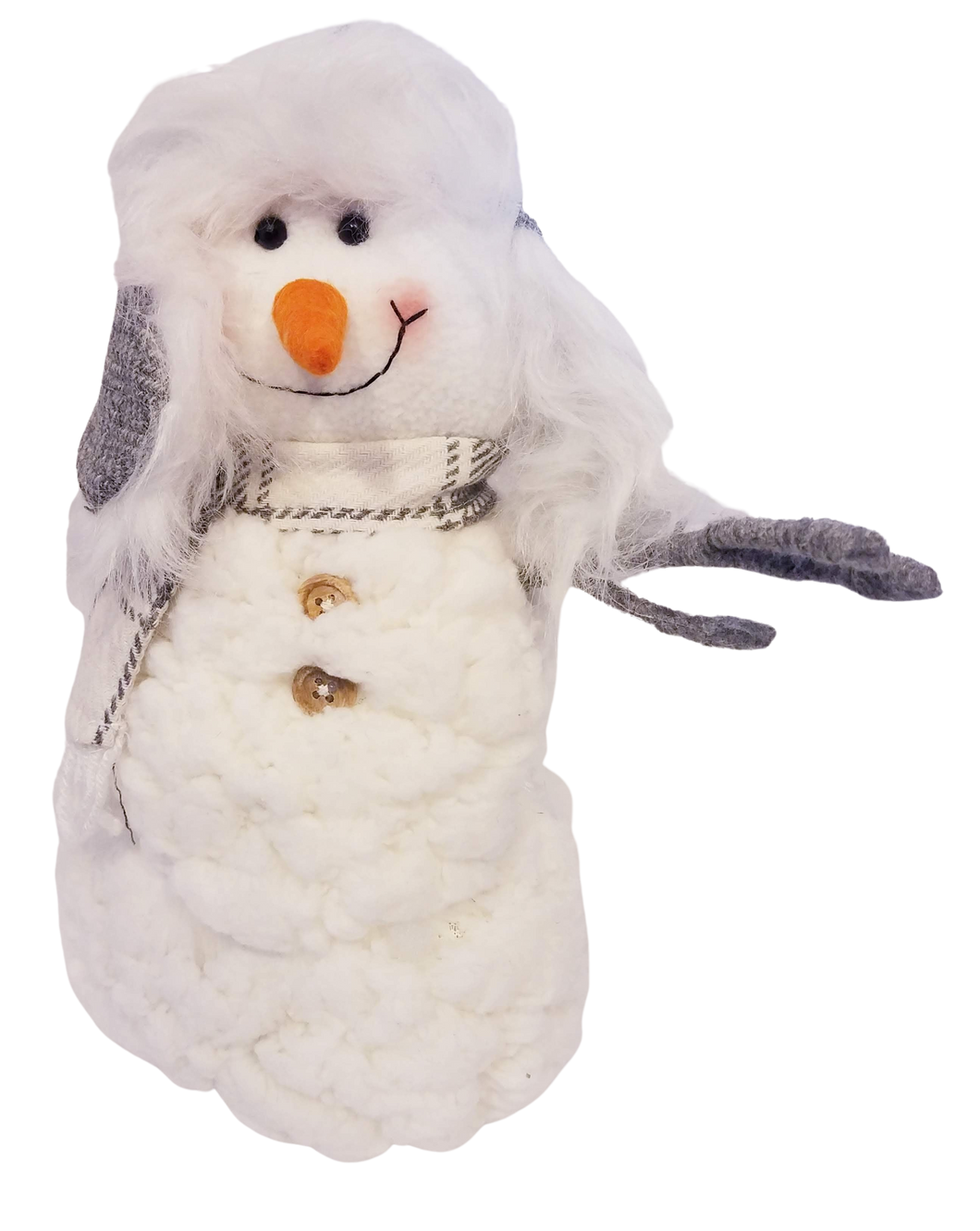 Plush White Snowman with Winter Grey Hat & Grey Scarf  10.5 