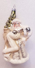 Load image into Gallery viewer, Glass Ivory Santa Ornaments, 2 Assorted
