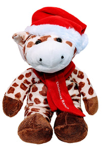 Plush Christmas Giraffe with Red Santa Hat & Red Scarf with Christmas Ranch