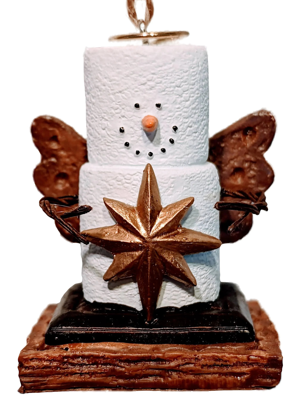 Smore Angel Ornament Holding a Gold Star