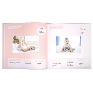 White and Pink Floral Baby's First Year Book 9"x"9