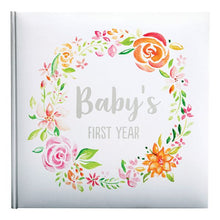 Load image into Gallery viewer, White and Pink Floral Baby&#39;s First Year Book 9&quot;x&quot;9
