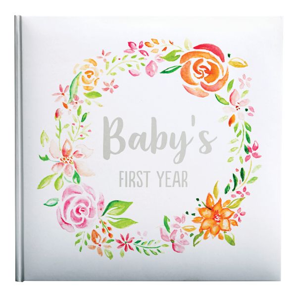 White and Pink Floral Baby's First Year Book 9