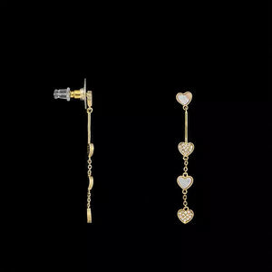 Ladies Gold Drop Heart Earrings