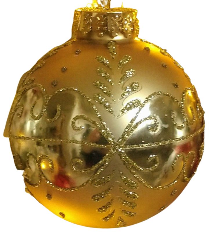 Glass gold ornament with design 2