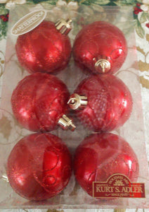 Red shatterproof ornaments/box of 6/ 2" each