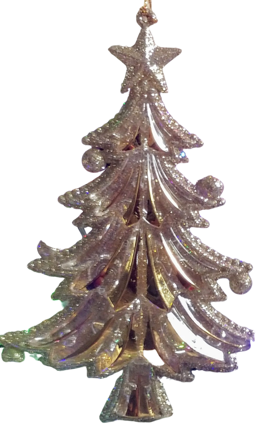 Gold tree ornament with ornaments