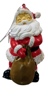 Santa with Sack of Presents Ornament - resin 4.5"