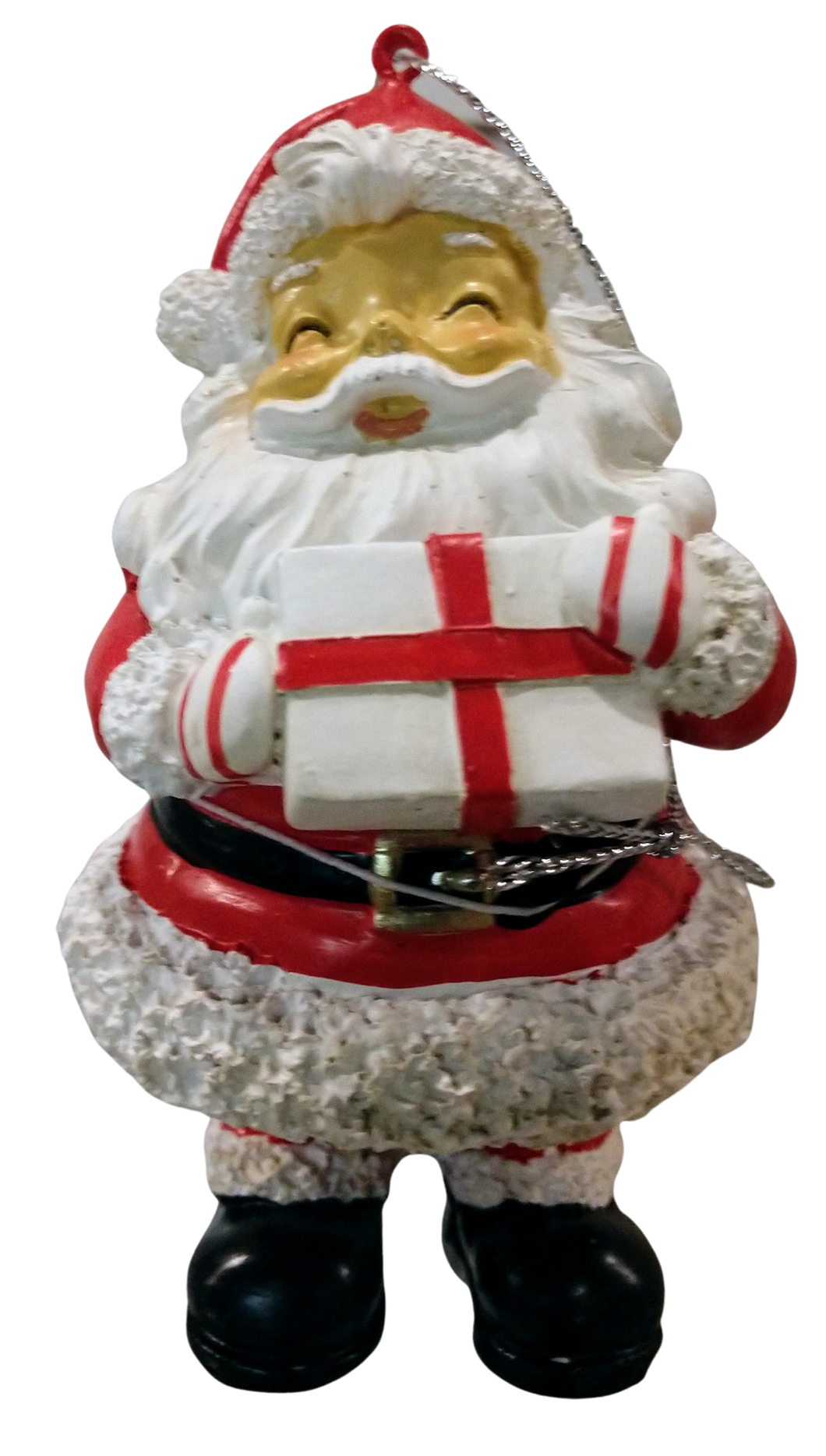 Santa ornament with Present- resin 4.5