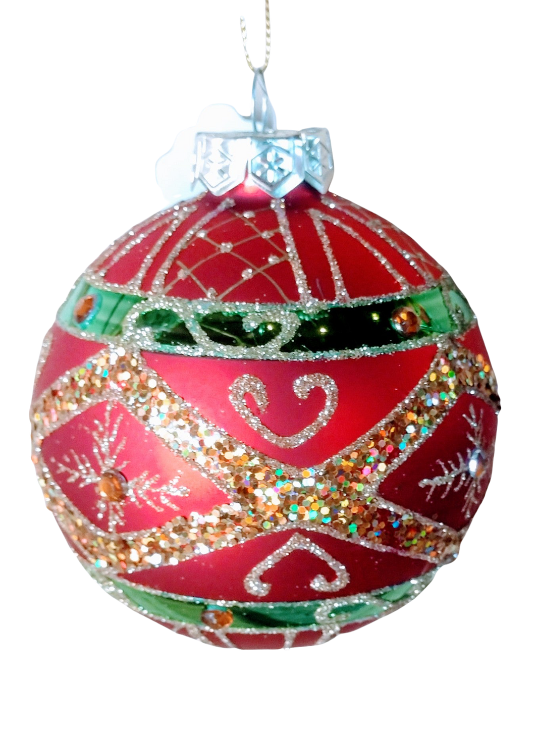 Red/Green/Gold Glass Ornament 3
