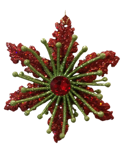 Green & Red Snowflake ornament acrylic 3.5"