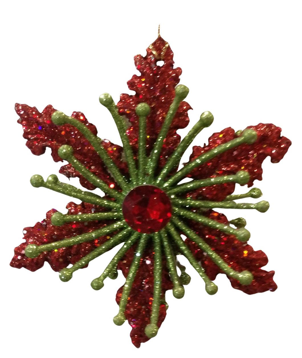 Green & Red Snowflake ornament acrylic 3.5