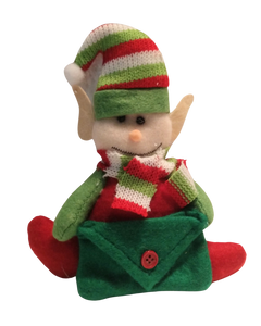 Elf ornament red/green polyester 7"x5"