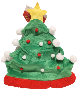 Plush Christmas Tree Hat with star 16" one size