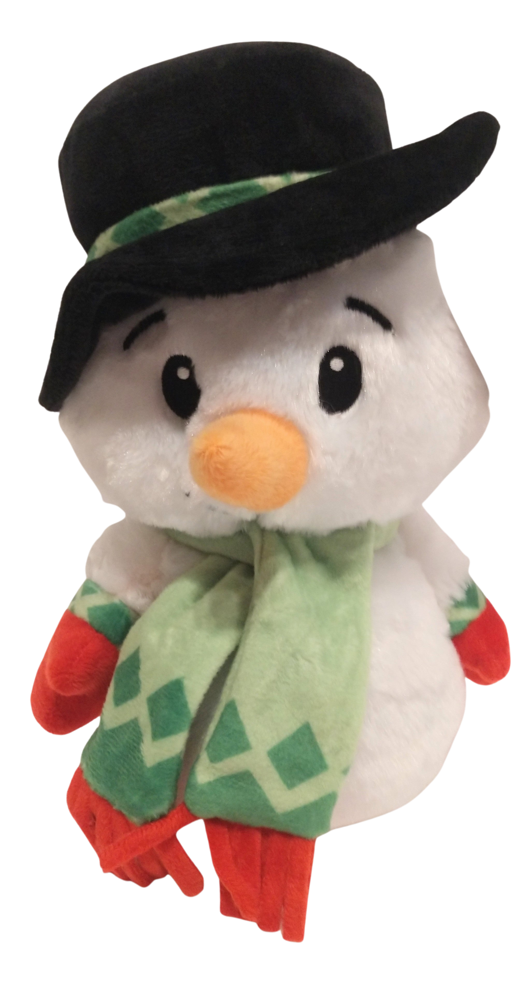 Plush Snowman with Black hat/Green& Red Scarf 10