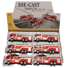 Load image into Gallery viewer, 7” Diecast light and sound fire engine with Extendable Bucket
