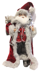 Santa Figure Red /Silver with sack of presents & silver sceptor 27"