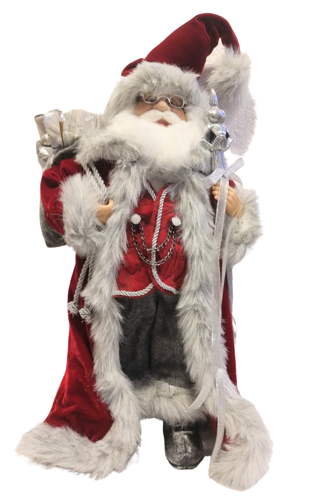 Santa Figure Red /Silver with sack of presents & silver sceptor 27