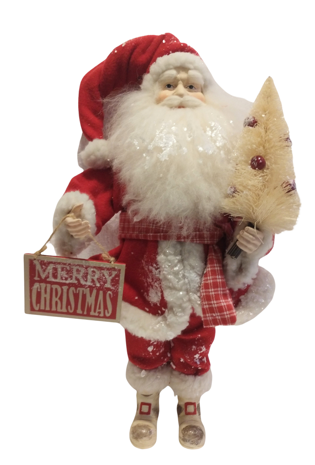 Santa Figure with White Christmas Tree & Merry Christmas Sign 20