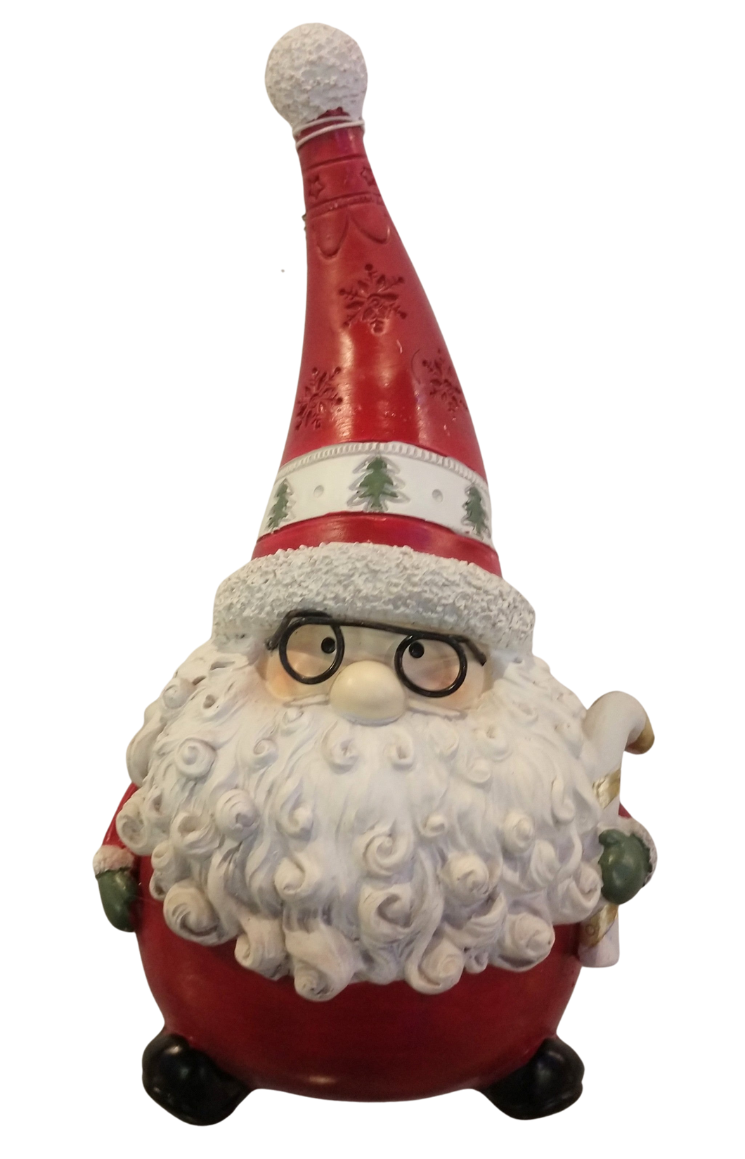 Santa figure wearing glasses & holding Candy Cane resin 8