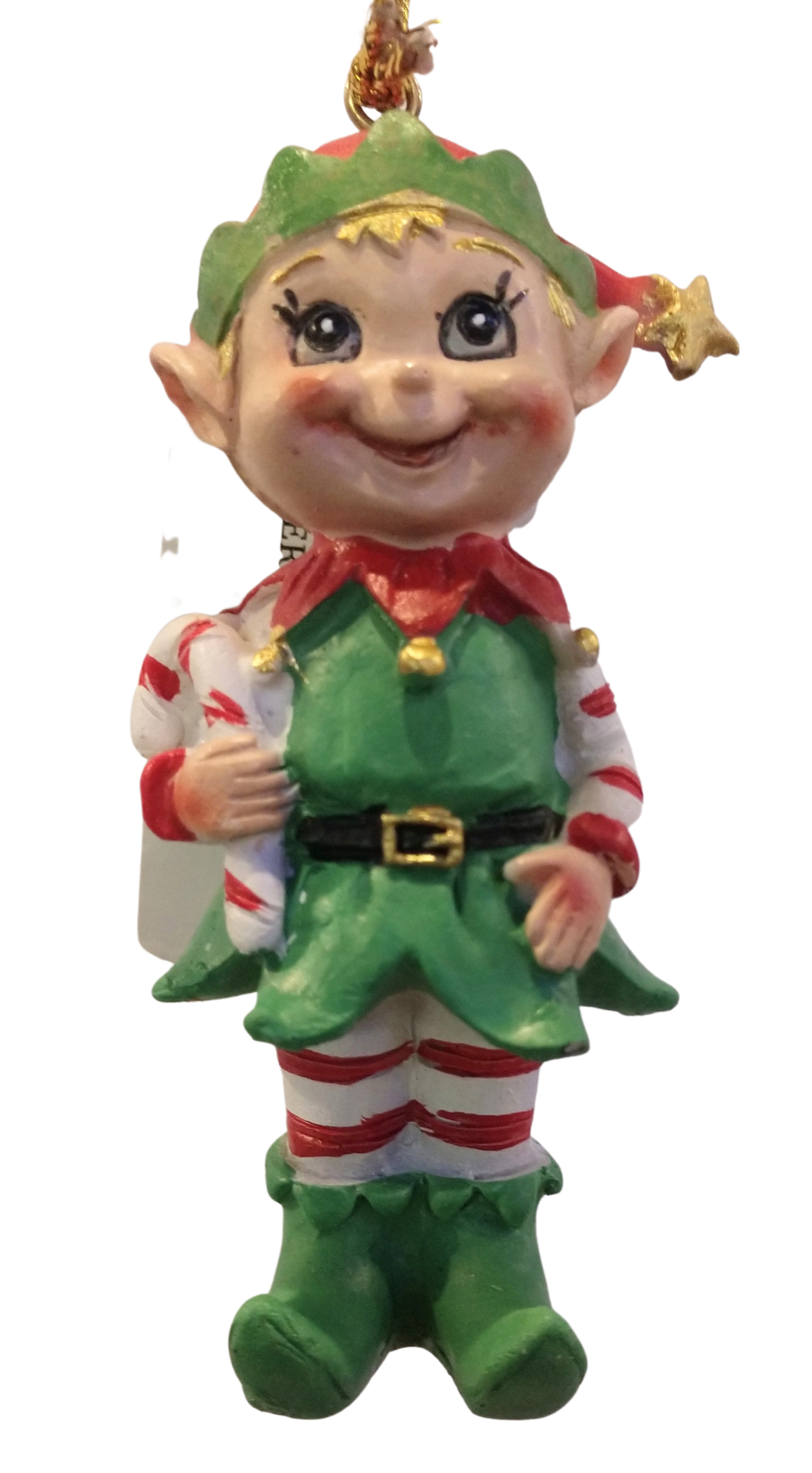 Happy Elf Ornament holding Candy Cane 4