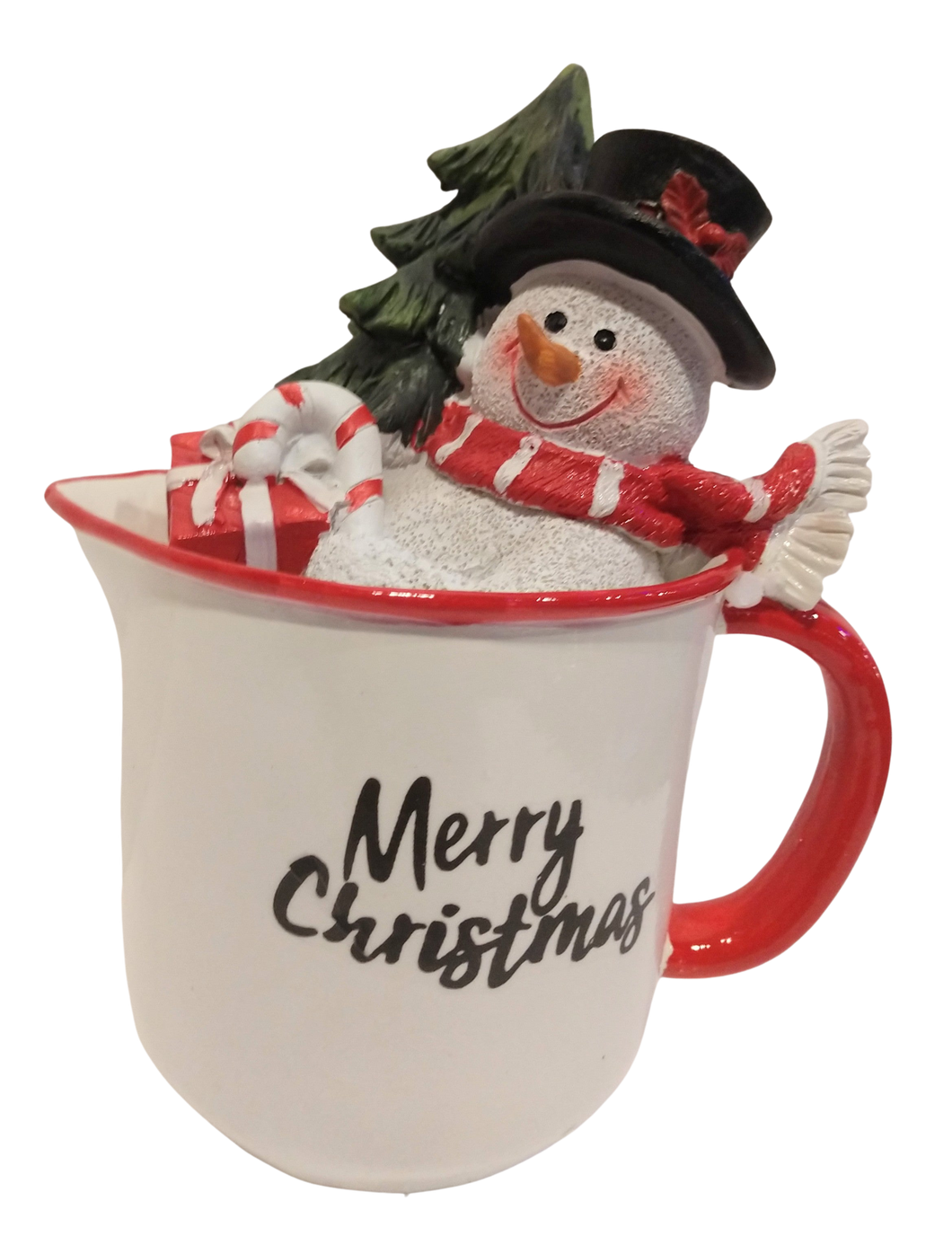 Snowman in A Merry Christmas Mug with Christmas Tree & Gifts