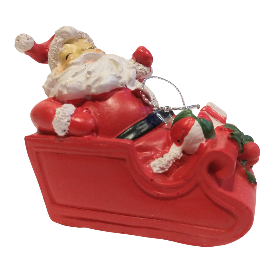 Santa in Red Sleigh Ornament with presents 3