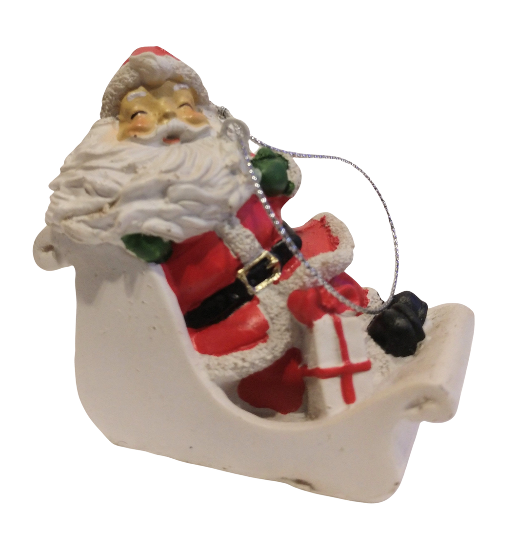 Santa in a White Sleigh Ornament with presents 3