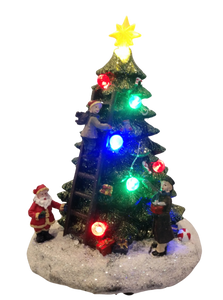 Light Up Musical Christmas Tree with Santa 8"x5" resin