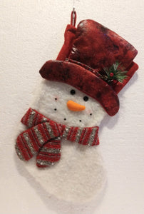 Snowman Stocking with Red hat/Scarf 19" Polyester & Cotton