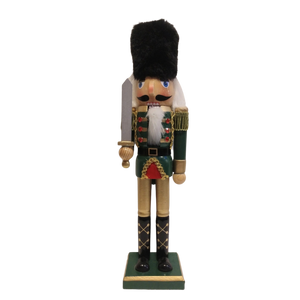 Nutcracker soldier green/gold/black with sword 15"