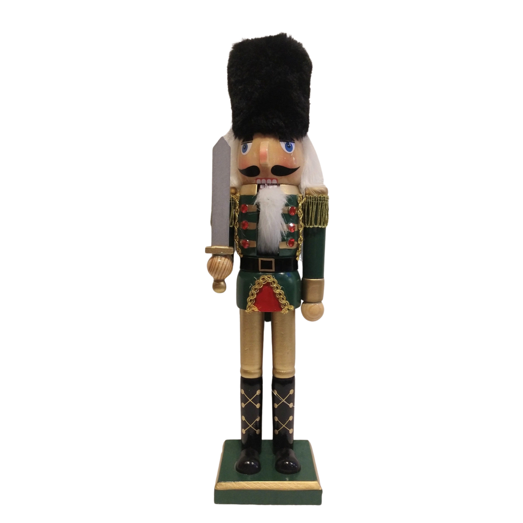 Nutcracker soldier green/gold/black with sword 15