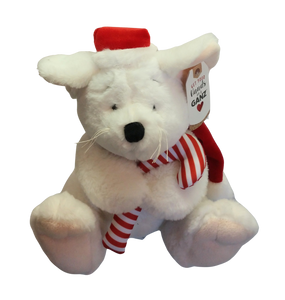 Plush Peppermint Mouse with Red Santa Hat/Red Scarf with Candy Cane 12"