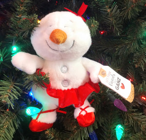 Plush White Ballerina Snowman with Red Tu Tu 8”