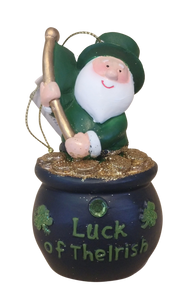 Luck Of The Irish Ornament with Pot of Gold & a Leprechaun