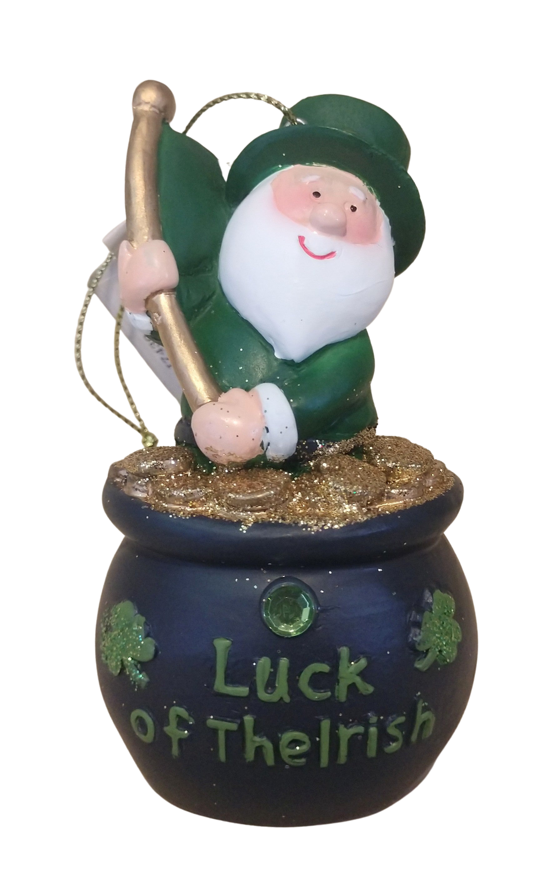 Luck Of The Irish Ornament with Pot of Gold & a Leprechaun