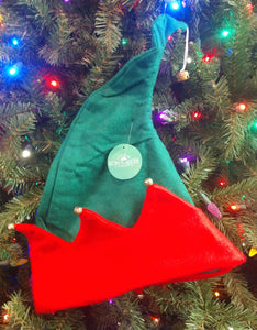 Red/Green Felt Elf Hat with Bells 12"