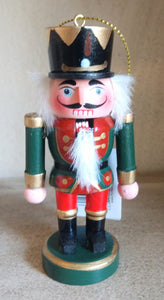 Wooden Nutcracker Ornament with Black/Gold  Hat 4"