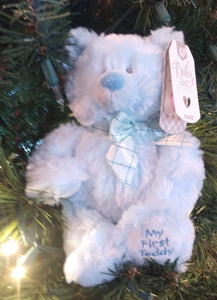 Plush My First Teddy Bear Blue with Blue Bow 8"