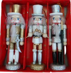 Silver/Gold Nutcracker Ornament Set of Three - 5"