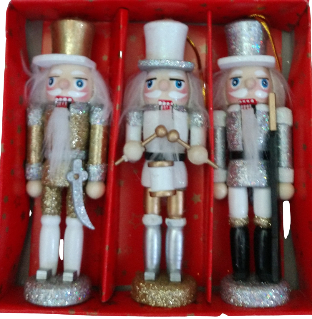Silver/Gold Nutcracker Ornament Set of Three - 5