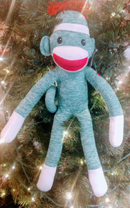 Plush Green Sock Monkey 20"