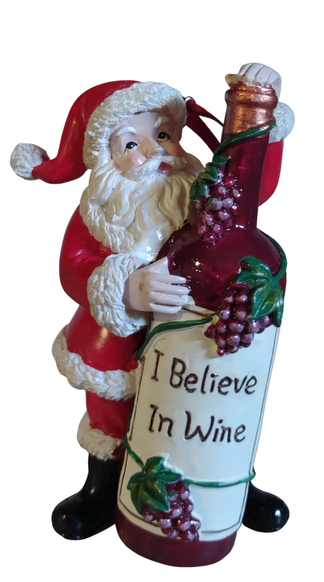 Resin Wine Santa Ornament- I Believe In Wine- 4.5